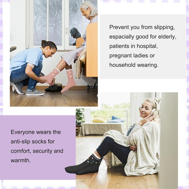 BLONGW Pilates Socks with Grips for Women, Non-Slip Yoga Athletic Socks for Barre Barefoot Workout Hospital - Image 3